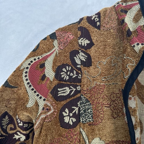 Chaqueta De Colección Para Mujer S Tapiz Floral Marrón Miel Larga Años 90 Arte Artístico Para Usar - Imagen 5 de 11