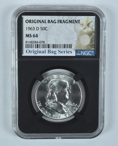 1963-D Franklin Half Dollar Original Bag Fragment MS64 NGC *5631