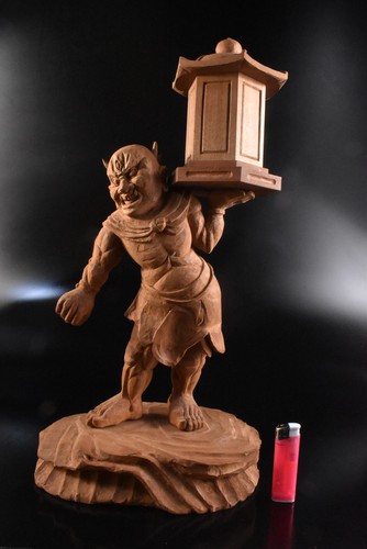 F5433: XF Japanese Wooden DemonSTATUE sculpture Ornament Figurines Buddhist art - Picture 8 of 8