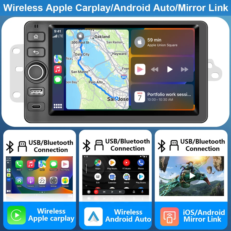 Radio GPS estéreo para automóvil CarPlay para GMC Savana 1500 2500 3500 2003-2006 Android 15 Foto 4 de 4