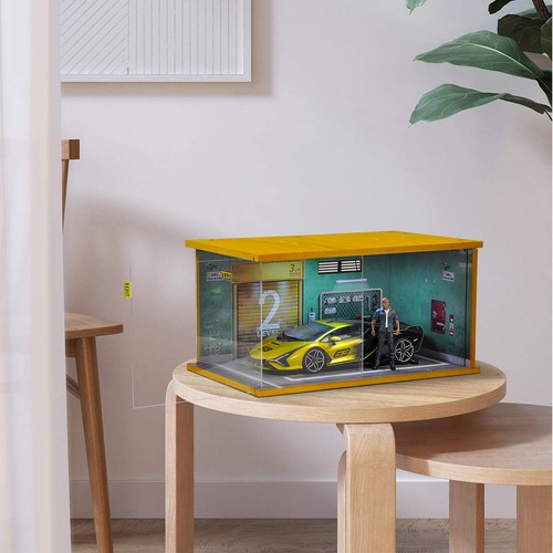 Maßstab 1:18 Vitrine Auto Garage Moldel mit LED Licht und Acryl Abdeckung Wo... - Bild 7 von 8