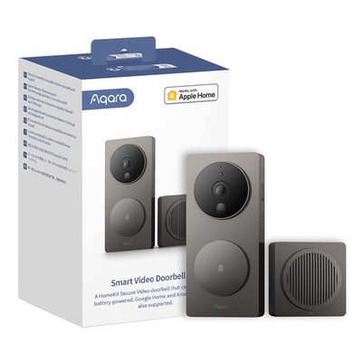 Aqara Video Doorbell G4 (Chime Included), 1080p FHD HomeKit Shadow Gray