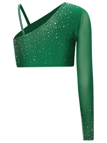 Canotta donna pancia crop top competizione danza performance manica singola - Foto 28 di 72