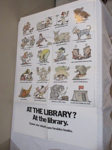 Vintage in der Bibliothek Komm und sieh was's new Charaktere Bibliothek Poster - Bild 1 von 7