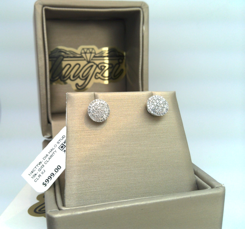 $1000- NATURAL DIAMOND Pave CLUSTER STYLE HALO Stud EARRINGS 10k Solid GOLD! COA - Picture 10 of 13