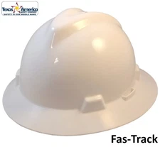 MSA V-Gard Full Brim Hard Hats with Fas-Trac Suspensions - White