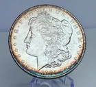 1885 Morgan Silver Dollar BU Rainbow Rim Toning 90% Silver