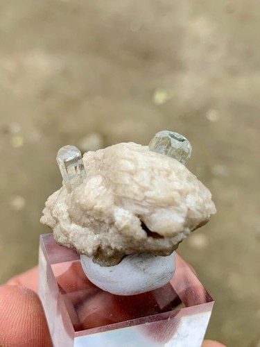 Aesthetic Diamond Cut Duo Aquamarine on Albite Shigar Skardu Pakistan - Picture 2 of 11