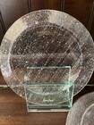 Nieman Marcus Bubbled Clear Glass 8” Round Well Rim Salad Shallow Bowl Set Of 4