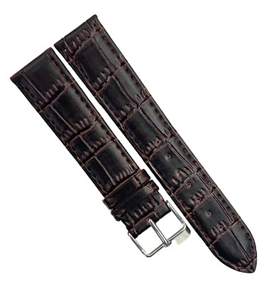 Watch Band D.Brown Genuine Leather Alligator Grain Flat Stitches 16x14mm