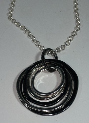 Liz Claiborne LC Silver Tone 5 Ring Necklace Ajustable - Picture 6 of 7