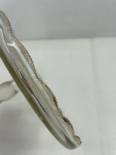 Jeannette Glass Co Pedestal Cake Stand Plate Lyre HARP Scroll Pattern *712 - Picture 4 of 8