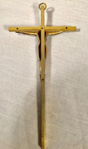 VINTAGE 7" BRASS CRUCIFIX CATHOLIC RELIGIOUS DECOR - Picture 2 of 2
