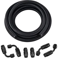 6AN 10FT Stainless Steel Nylon Braided Oil Fuel Line+3/8 Hose End Fitting Kit