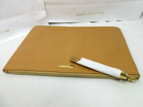 GiGi New York Uber Leder Clutch Python geprägt NEU 9x13" mit Quaste Safran - Bild 4 von 9