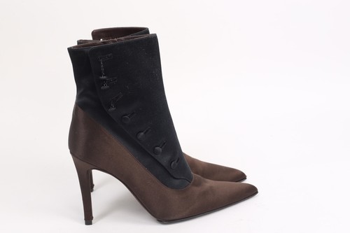 Stivaletti Calvin Klein stivaletti marroni neri raso bottoni a punta misura 7 M - Foto 5 di 11