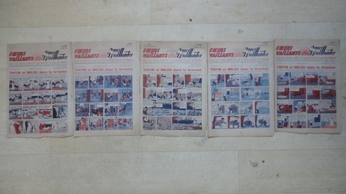 LOT DE 5 NUMEROS DE 1942 COEURS VAILLANTS TINTIN DANS LA BROUSSE HERGE  - Picture 1 of 2