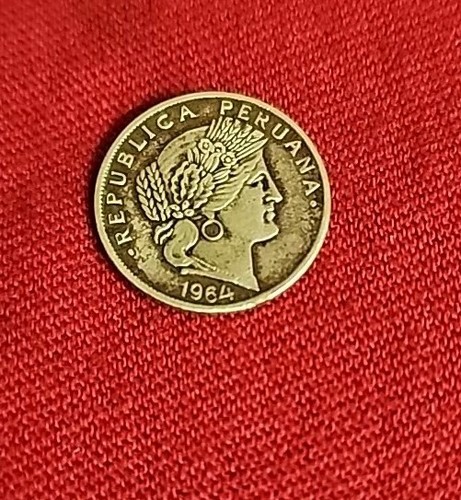 Moneda Vantage de PERÚ 5 Centavos EMITIDA 1964 Cabeza de Ceres República Peruana .m - Imagen 2 de 4