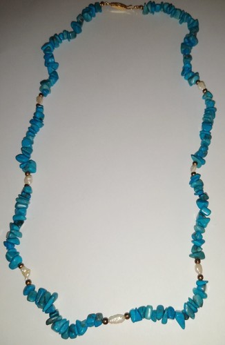 Collar vintage de perlas de agua dulce y howlita turquesa de 22" y pulsera de 7" - Imagen 3 de 3