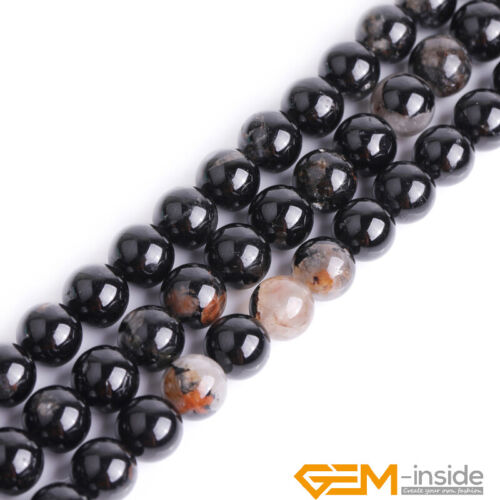 Natural Gemstone Mixed Black Tourmaline Round Spacer Loose Beads Strand 15” AU - Picture 4 of 27