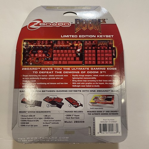 Doom 3 Zboard Limited Edition Gaming Keyboard Keyset NEW SEALED NIB RARE - Picture 5 of 13
