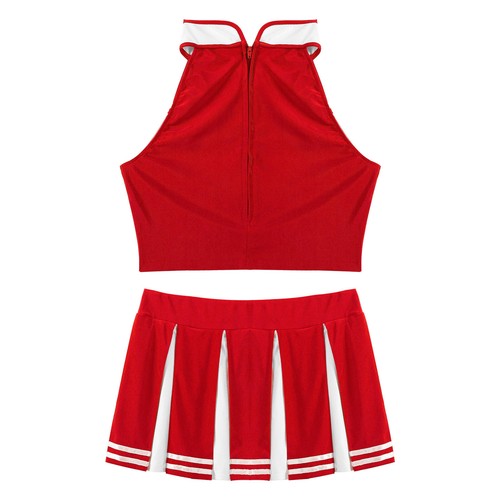 Women Cheer Leader Costume Cosplay Cheerleading Outfit Mini Pleated Skirt Set - Picture 8 of 56