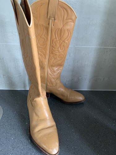 Nocona Tan Leather Buckaroo Western Cowgirl Boots Size 5.5 B - Picture 1 of 11