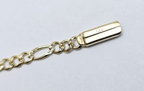 Baby 14K Two Tone Multi Color Gold Diamond Cut Figaro Link ID Bracelet 5.75" L - Picture 11 of 13