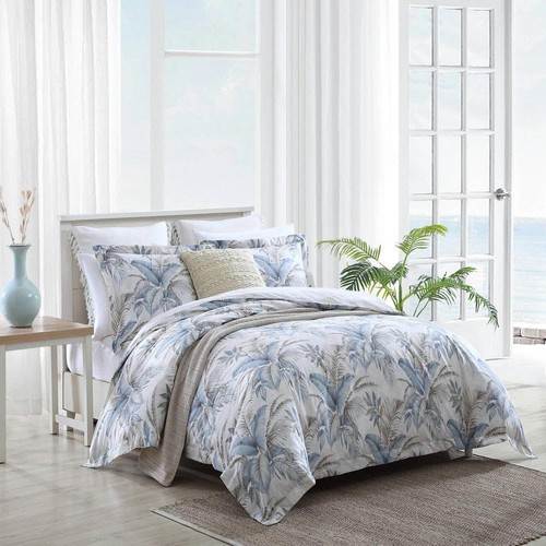 Tommy Bahama Duvet Cover Set King 180-Thread Count Cotton Floral Blue 3-Piece - Picture 2 of 3