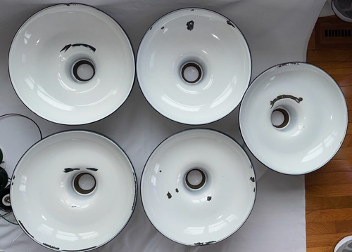 1-18" Silva-King Porcelain Flush Mount Industrial Green Garage Vintage Light D's - Picture 8 of 19