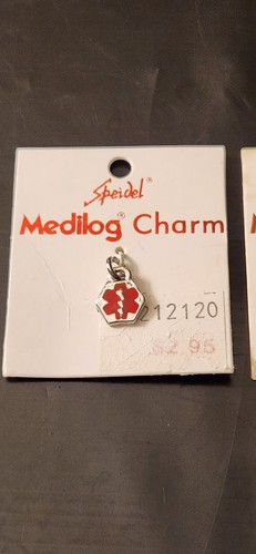 LOT OF 2 SPEIDEL MEDILOG MEDICAL ALERT 1/4" CHARMS SILVER TONE 2121/20 NEW!!! - Picture 2 of 7