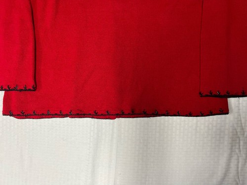 Vintage Carolina Colours Sweater Womens 22W Red Embroidered Beaded Plus Ramie - Picture 9 of 10