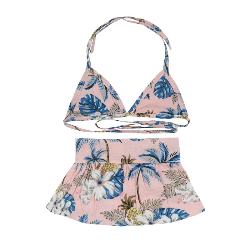 Dog Bikini Dress Set Hawaii Holiday Dog Flower Outfit Pet Bath Suit Dog Swimwear - Image 4 of 4