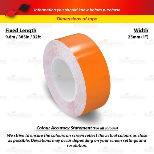 1" Vinyl Pinstriping Pin Stripe Car Body Styling Tape Decal Sticker 25mm ORANGE - Picture 2 of 14