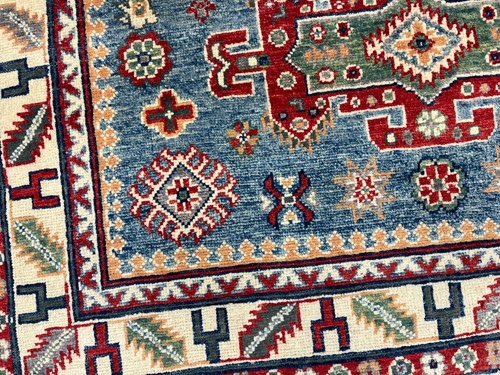 Blue Kazak 4X6 Wool Handmade Rug # 13762 - Picture 5 of 9