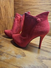 Icora Suede Red -ankle  Boots Size 6 Excellent Condition
