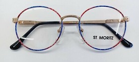 Vintage ST. MORITZ eyeglasses SATURN Gold blue Pebble NEW plastic 48-17 RETRO
