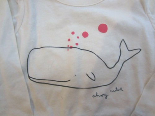 NWT BABY GAP GIRL'S IVORY BODYSUIT IVORY WHALE "AHOY CUTIE" 12 18 - Picture 2 of 3
