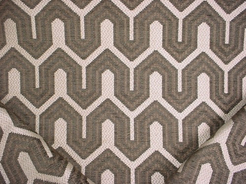 3Y Castel Maison GL507 Bruno Taupe Spanish Trellis Chenille Upholstery Fabric - Picture 1 of 4