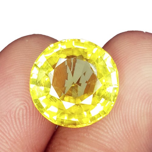 Gemas de zafiro sueltas redondas certificadas de zafiro amarillo natural de 6-8 quilates YR04 - Imagen 3 de 10