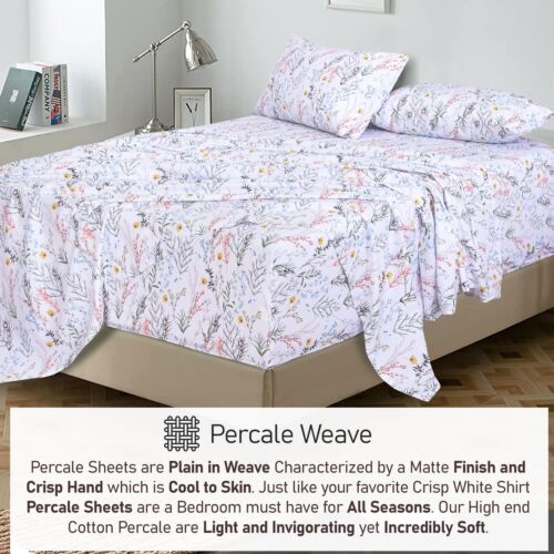 4 Piece 100% Cotton Sheet Set Deep Pocket 200 Thread Count Cozy Soft Bed Sheets - Picture 21 of 331