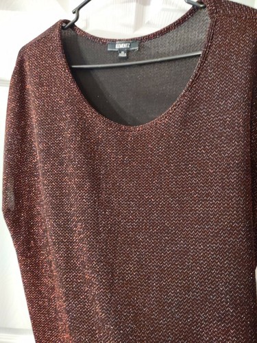 Elementz Top Size XL Red And Black Sparkle Short Sleeve Stretchy Shimmer - Picture 3 of 9