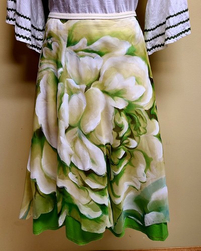 Falda floral única verde y blanco Rozae Nichols, talla pequeña - Imagen 6 de 9