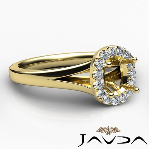 Cushion Diamond Engagement Semi Mount 14k Yellow Gold Halo Prong Set Ring 0.2Ct - Picture 6 of 7