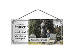 Spruchschild Männergrippe Türschild aus Holz Holzschild Wandschild (23