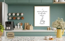 A Warm Welcome Printable- Welcome Wall Art- Entryway Welcome sign- Kitchen Wall 