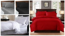 Fitted Sheet Flat Sheet Pillow Duvet Cover Pure Egyptian Cotton 400 Thread Count