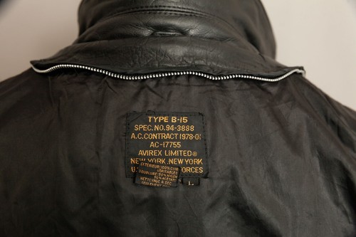 Vintage Avirex B-15 Leather Flight Jacket L Black USA Made Pilot Style - Picture 16 of 17