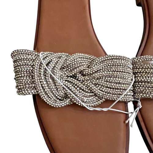 Steve Madden Damengröße 8 Sandale Strass Glitzer Knoten Riemen silber Slipper - Bild 7 von 18