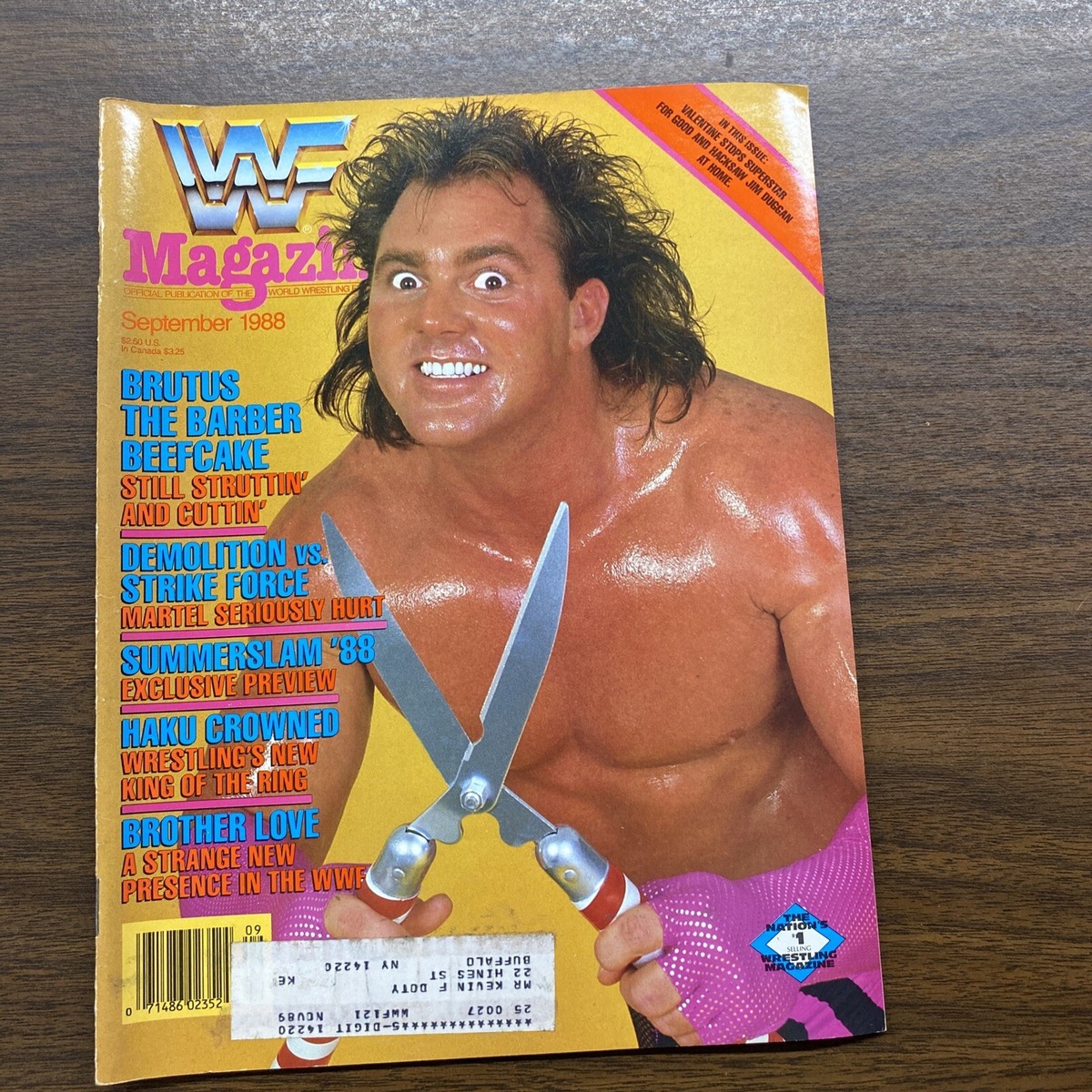 Vintage Sept 1988 WWF WWE WRESTLING MAGAZINE Barber Haku